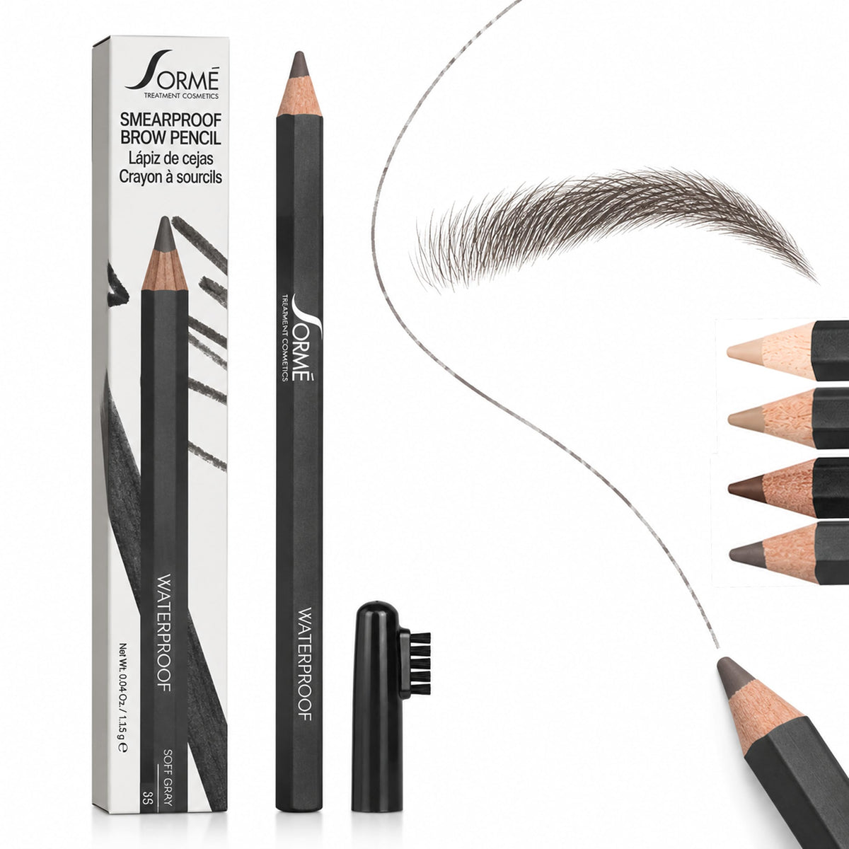 SORMÉ front packaging showing pencil and spoolie for easy travel