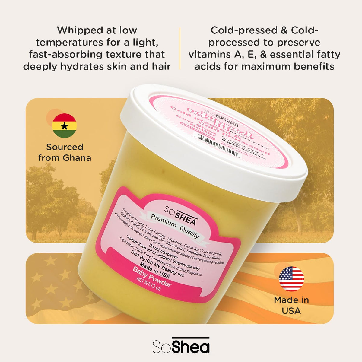 SoShea open jar whipped texture visible, demonstrates easy absorption benefit