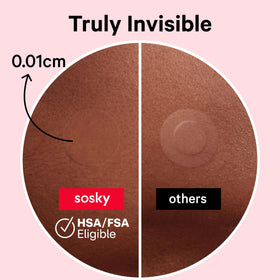 Sosky close-up texture of ultra-thin matte patch highlighting invisible finish