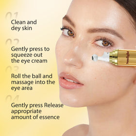 Soulight serum being applied under eye to reduce puffiness