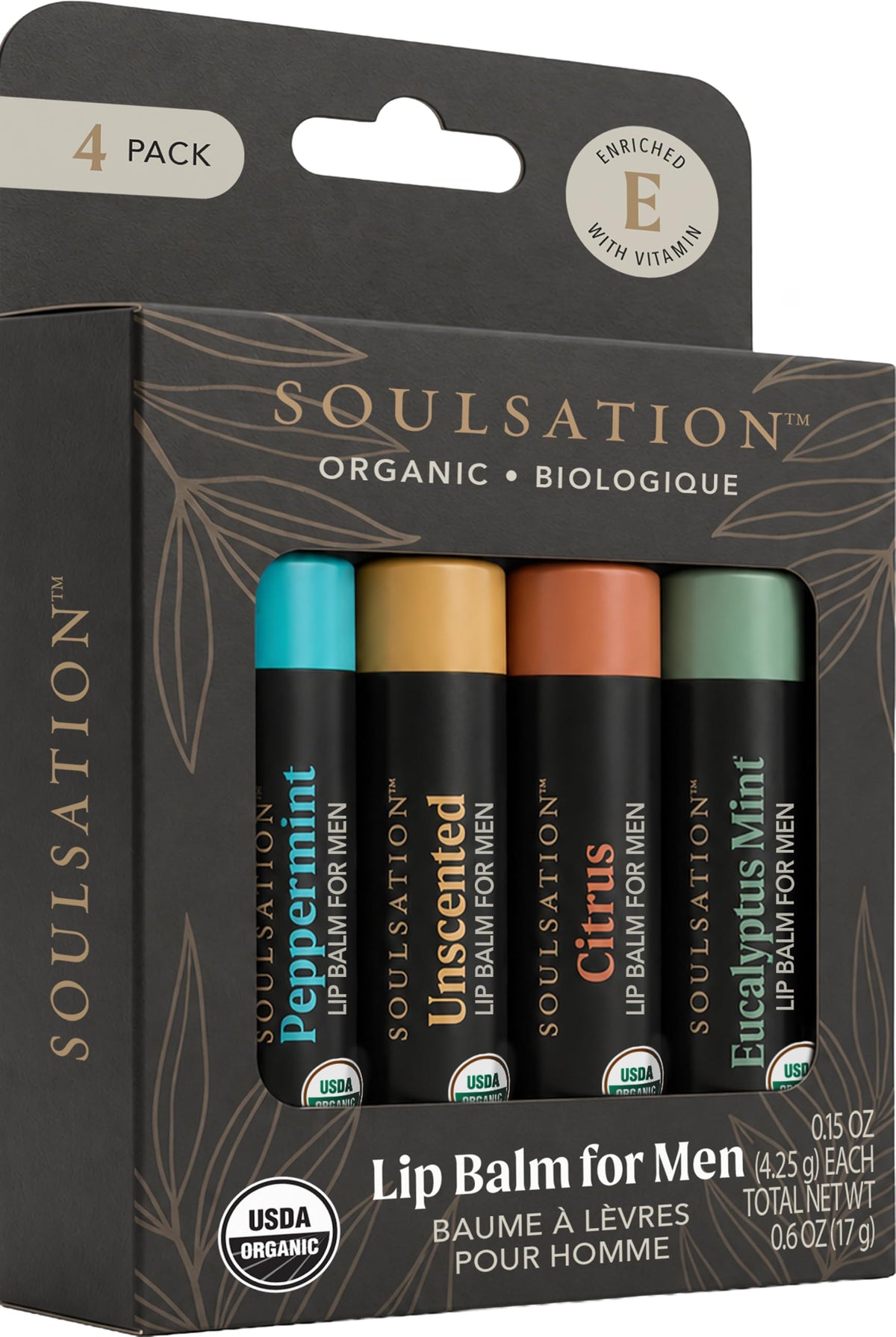 SOULSATION front packaging showing four-flavor set and travel-ready benefit