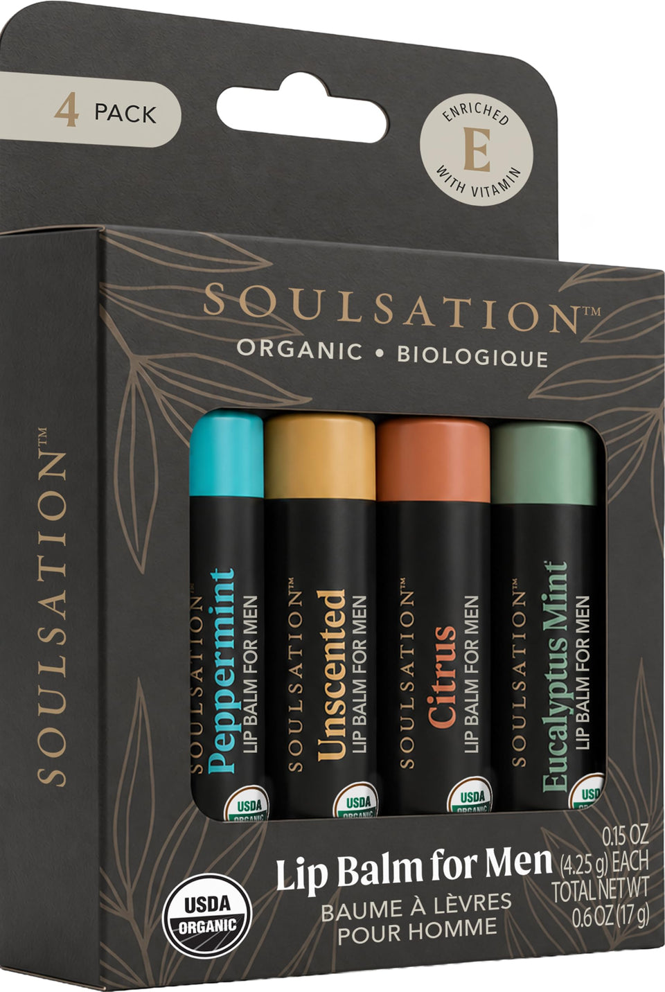 SOULSATION front packaging showing four-flavor set and travel-ready benefit