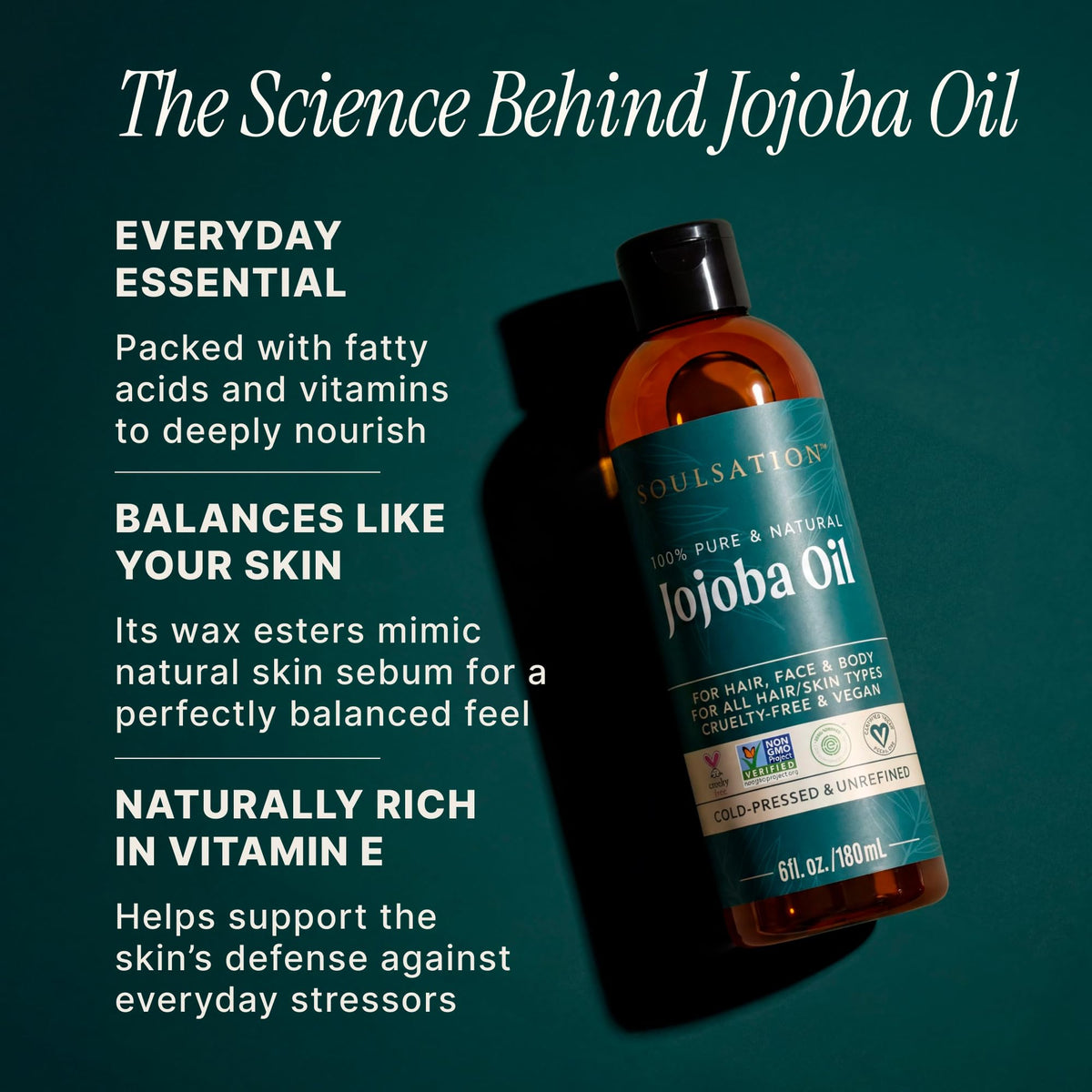 SOULSATION oil pouring from bottle showing smooth pourability benefit