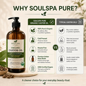 SOULSPA PURE bottle held in hand to show true product size and scale
