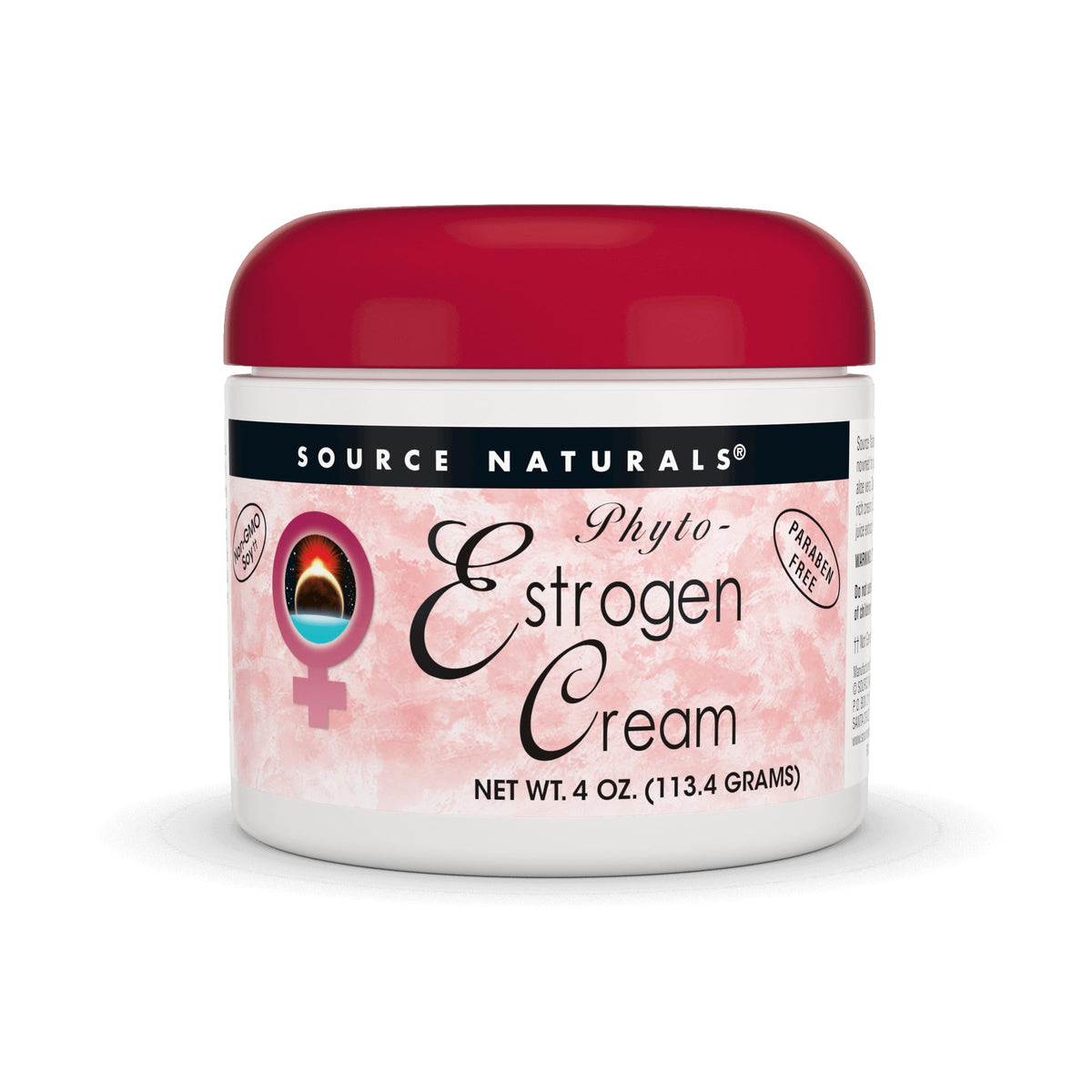 Source Naturals front packaging showing 4 oz cream and paraben-free benefit