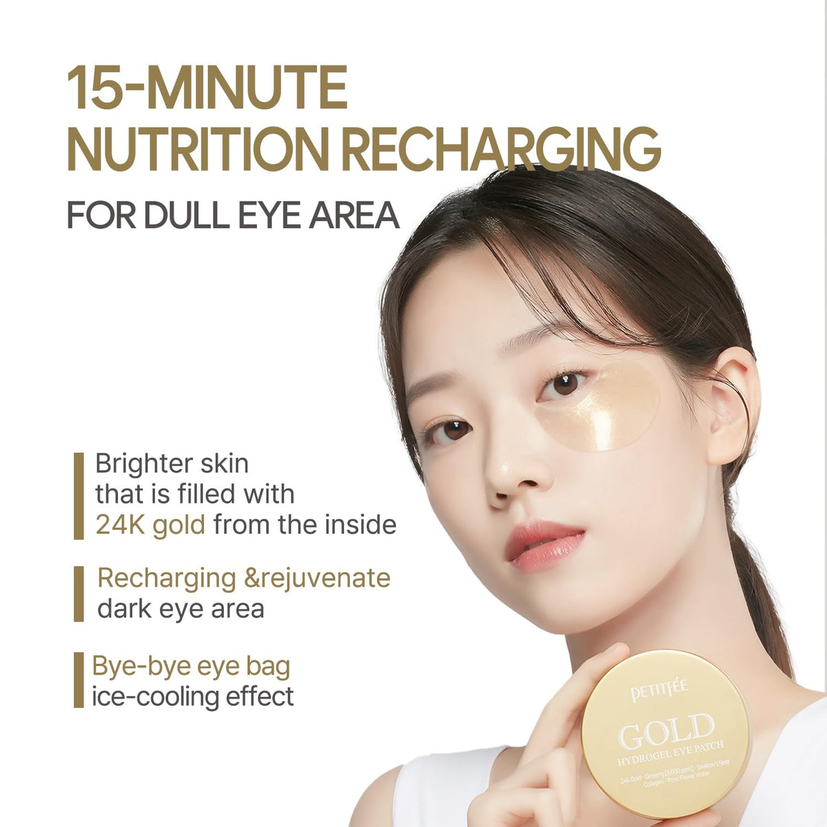South of France Petitfee patch applied under eye for cooling comfort