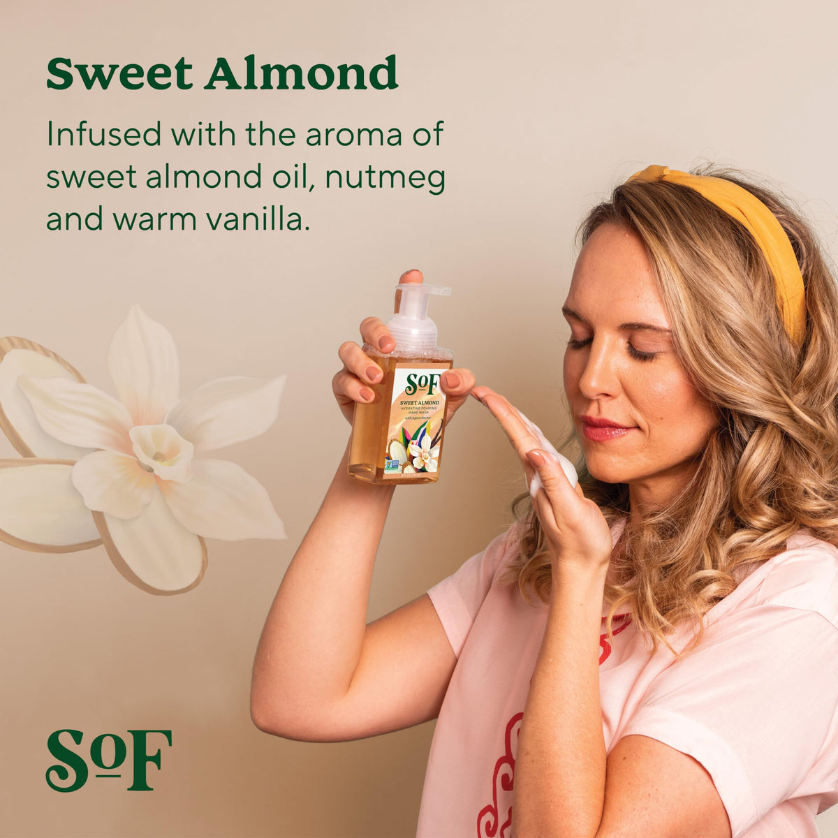 South Of France close-up label with ingredient highlights, communicates clean formulation