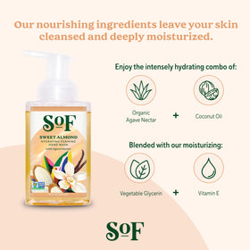 South Of France creamy lather texture on hand, demonstrates moisturizing foam benefit