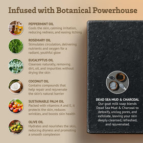 Southern Natural close-up of activated charcoal soap texture for deep cleanse