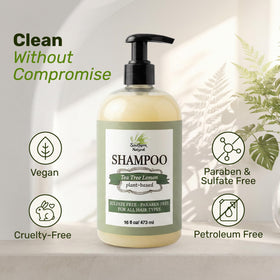 Southern Natural ingredient arrangement with tea tree, lemon, and botanicals showing natural formulation benefit