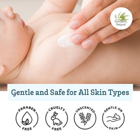 Southern Natural applying lotion to hand for fast-absorbing daily moisture
