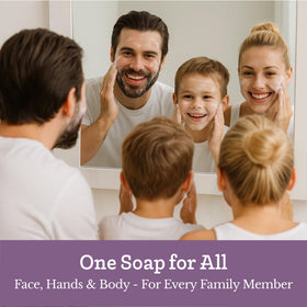 Southern Natural soap bar side profile showing fine texture and long-lasting durability benefit