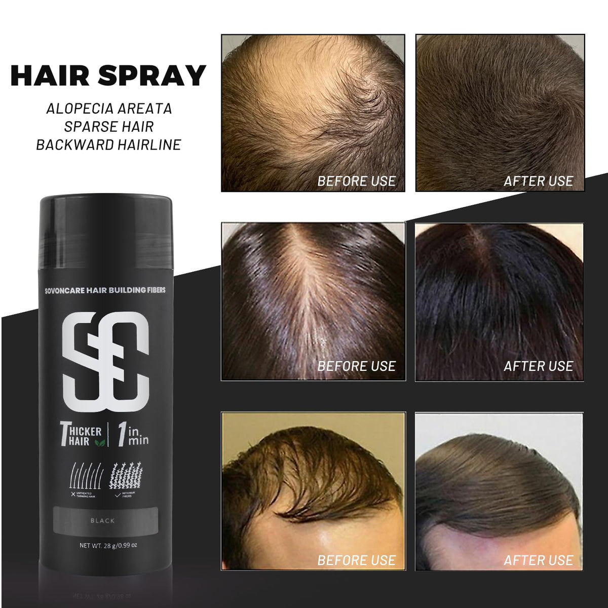 SOVONCARE fiber close-up displaying keratin texture for natural blending benefit