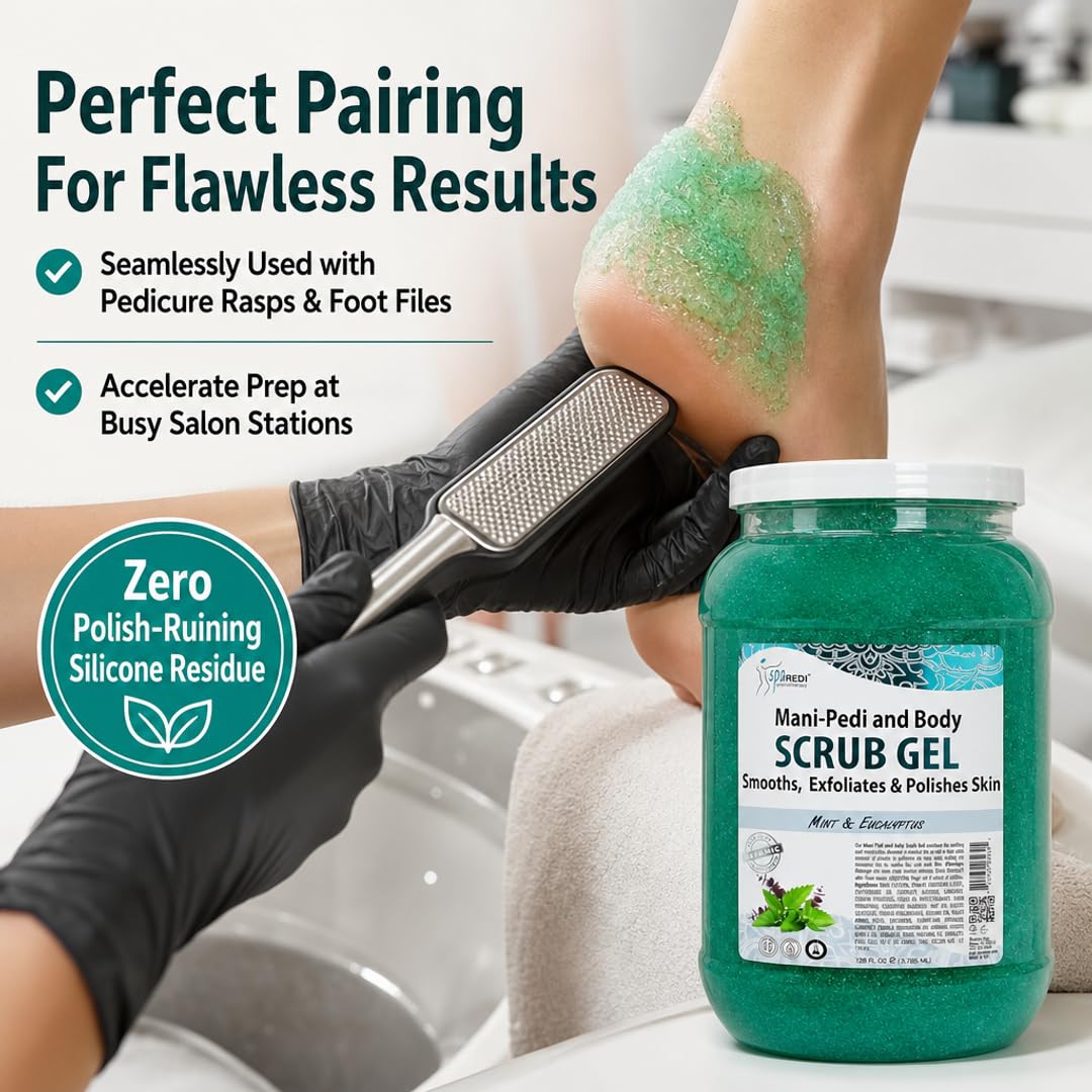 SPA REDI gel being applied to foot to reveal smoothing and prep benefit