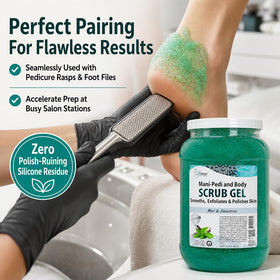 SPA REDI gel being applied to foot to reveal smoothing and prep benefit