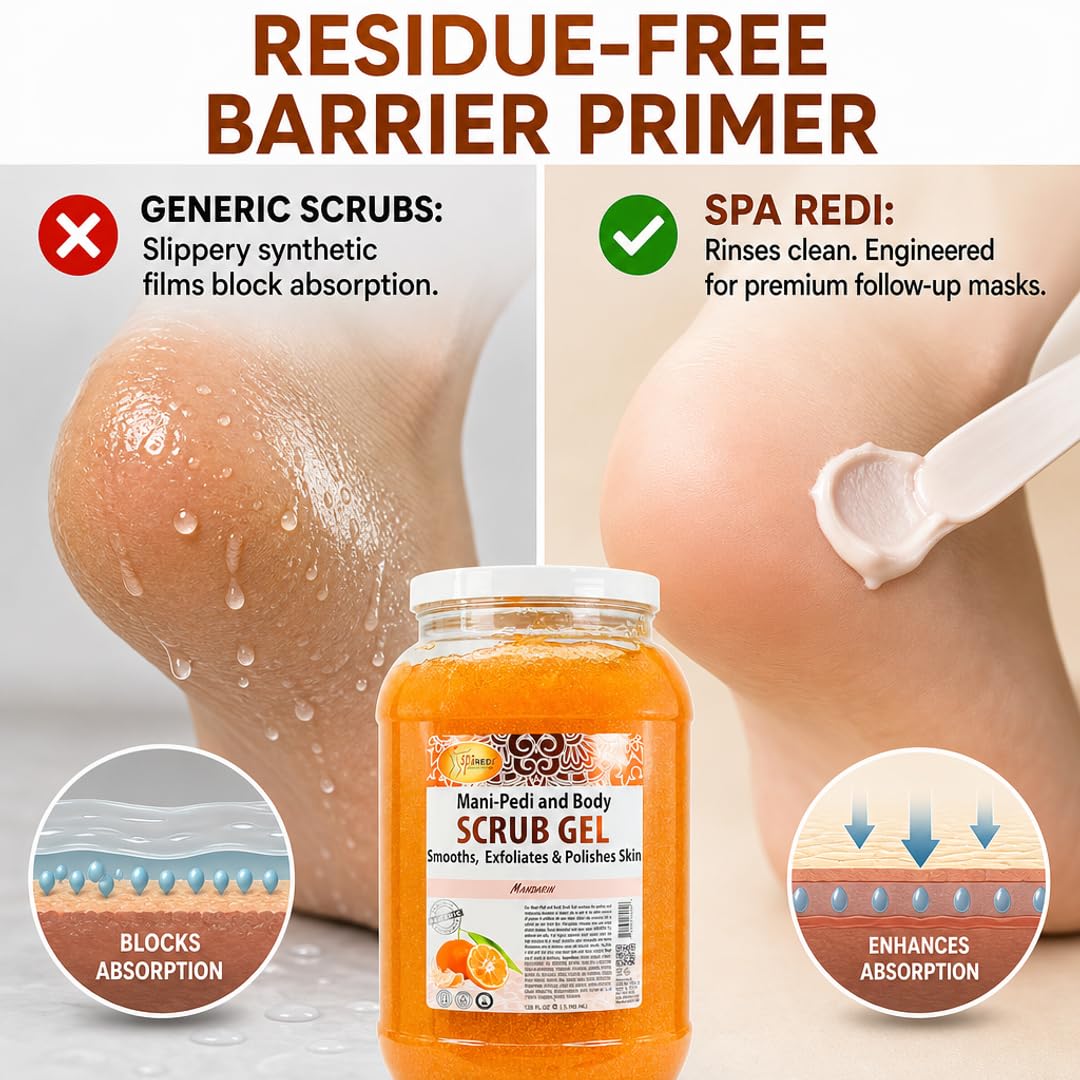 SPA REDI application on heel demonstrating comfortable exfoliation and visible smoothing