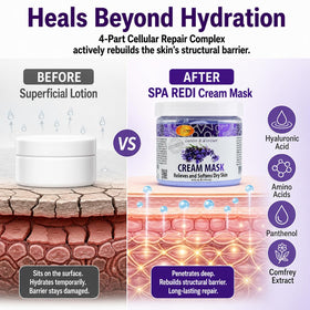 SPA REDI close-up texture of mask highlighting rich, silky consistency and absorption