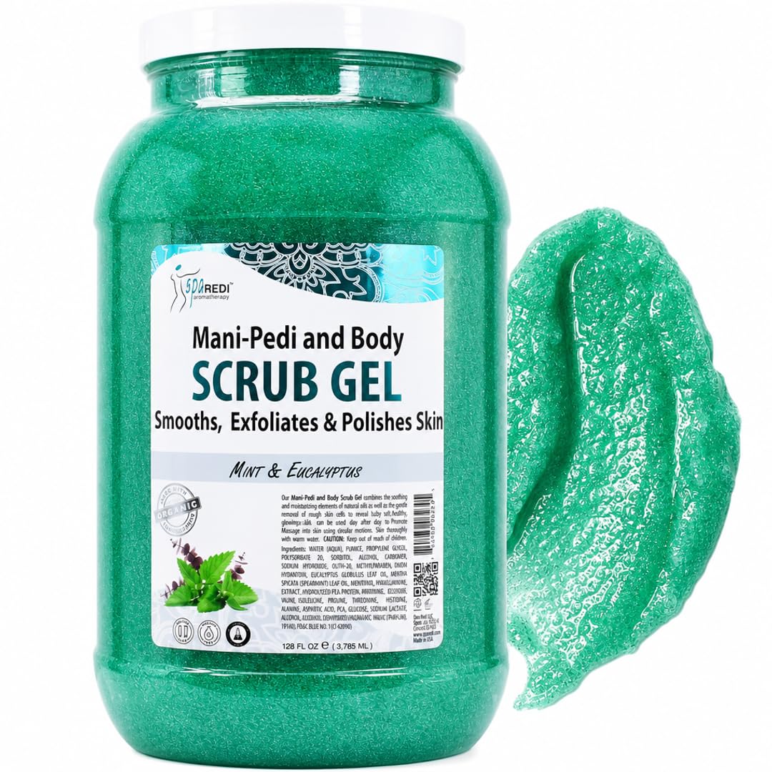SPA REDI front label of 128 oz tub showing product name and scent benefit