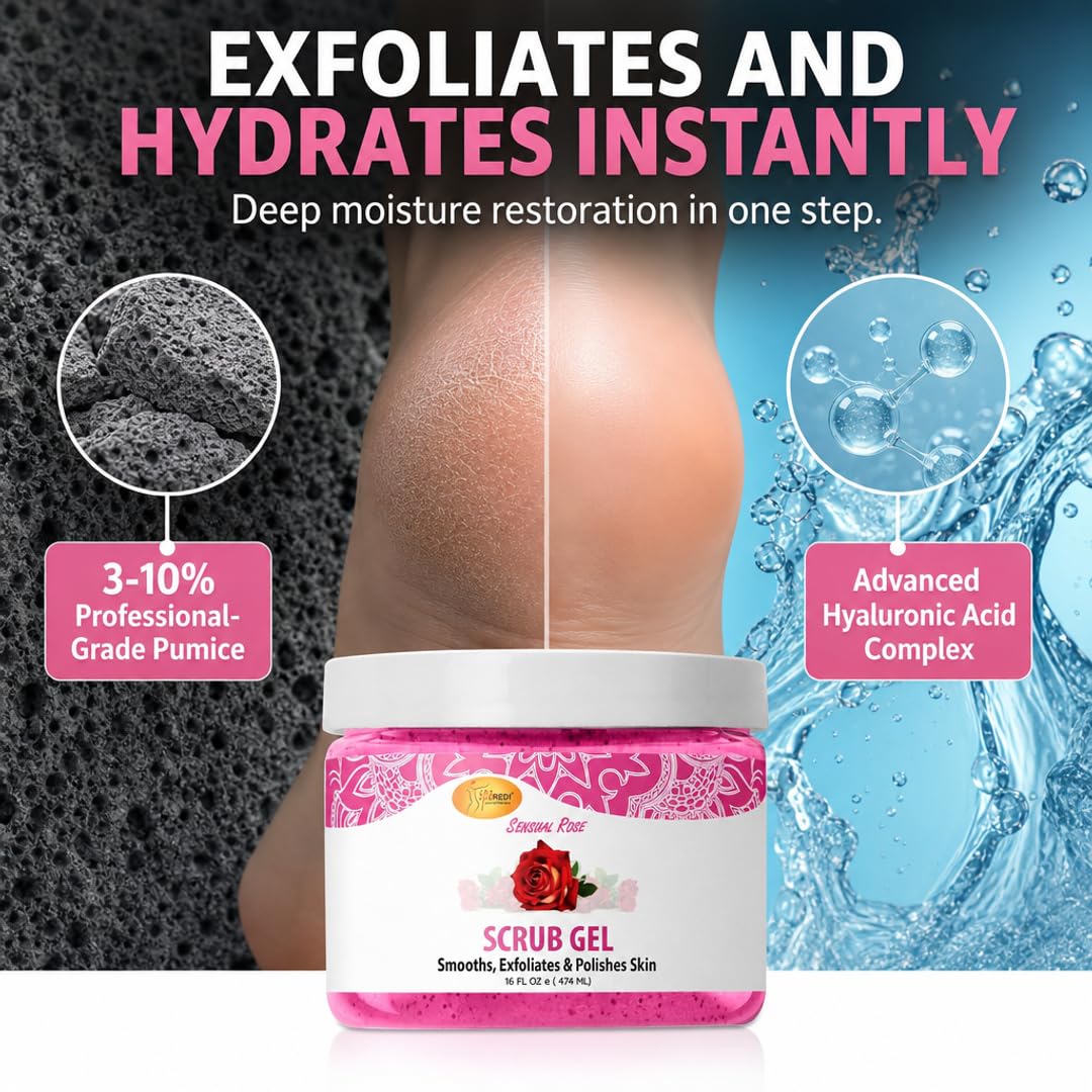 SPA REDI gel texture close-up highlighting pumice particles and moisturizing gel