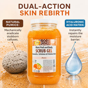SPA REDI gel texture close-up revealing pumice particles for controlled exfoliation