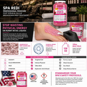 SPA REDI label and ingredient panel close-up showing hyaluronic acid and botanicals for nourishing benefit