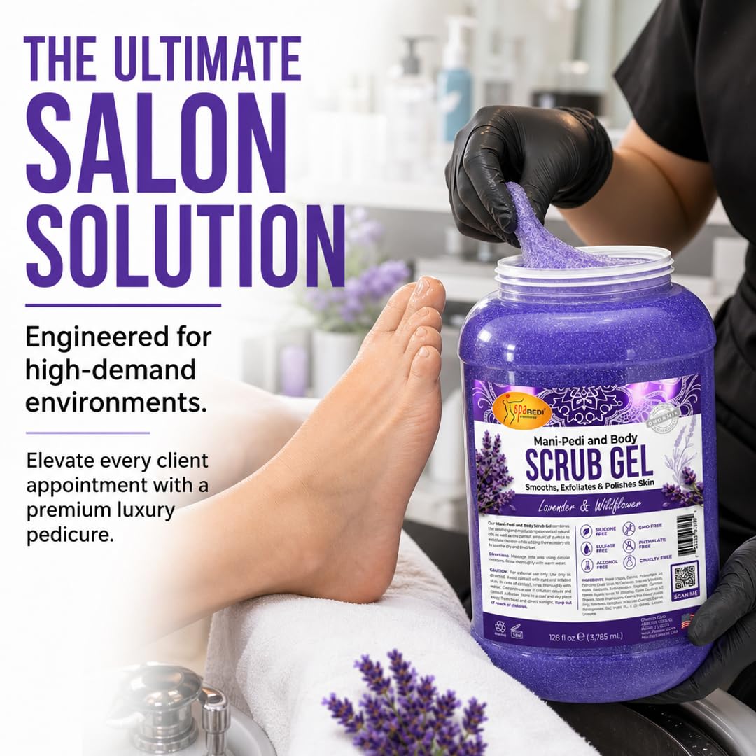 SPA REDI 128 oz beside a hand to show scale and long-lasting professional quantity