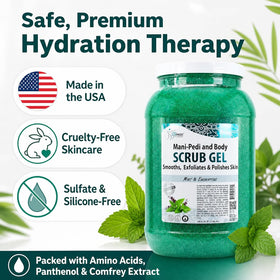 SPA REDI 128 oz tub held in hand demonstrating professional-size convenience