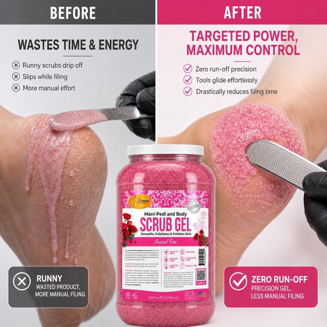 SPA REDI gel texture closeup highlighting pumice particles for effective exfoliation benefit