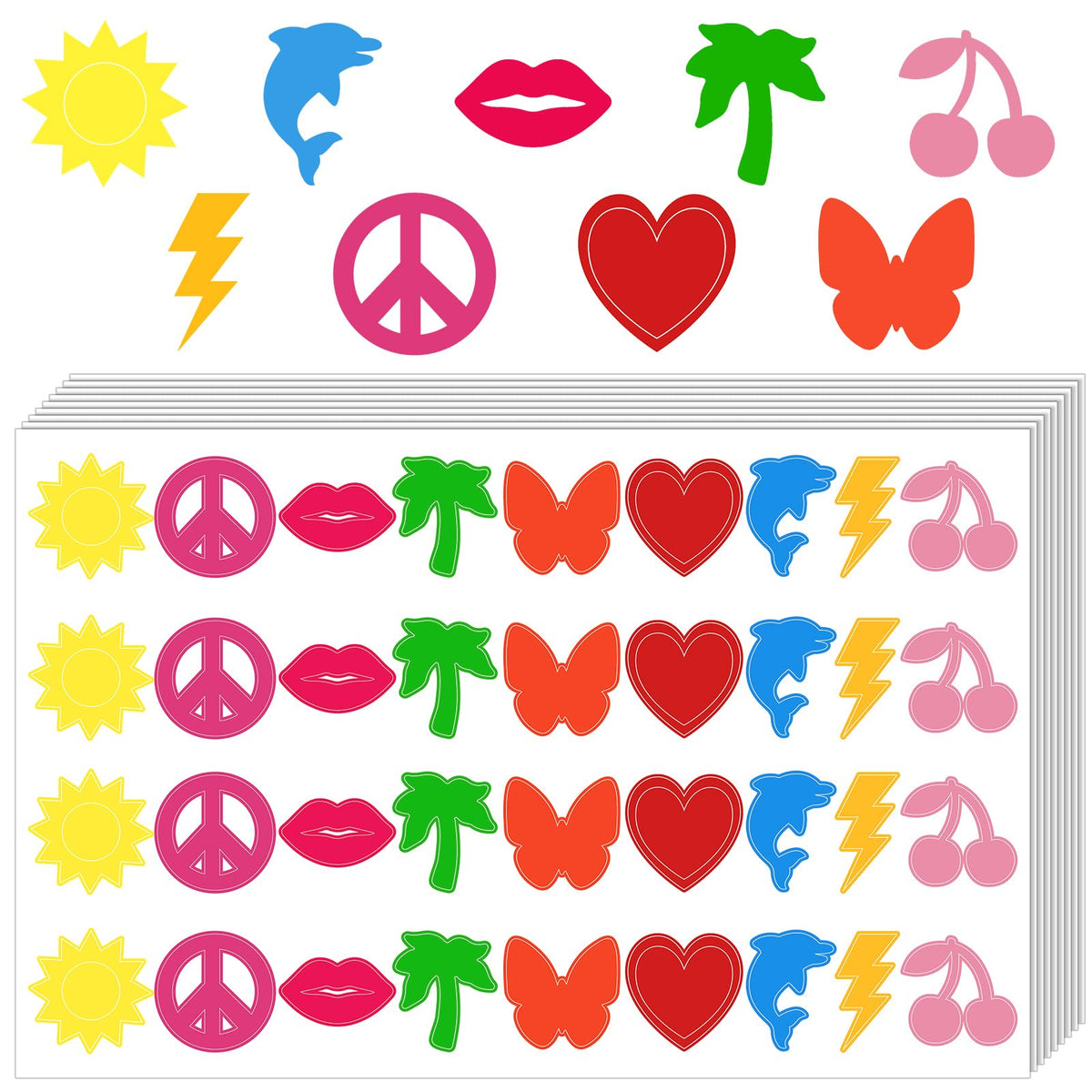 Spakon front packaging showing multicolor tanning sticker sheets and count