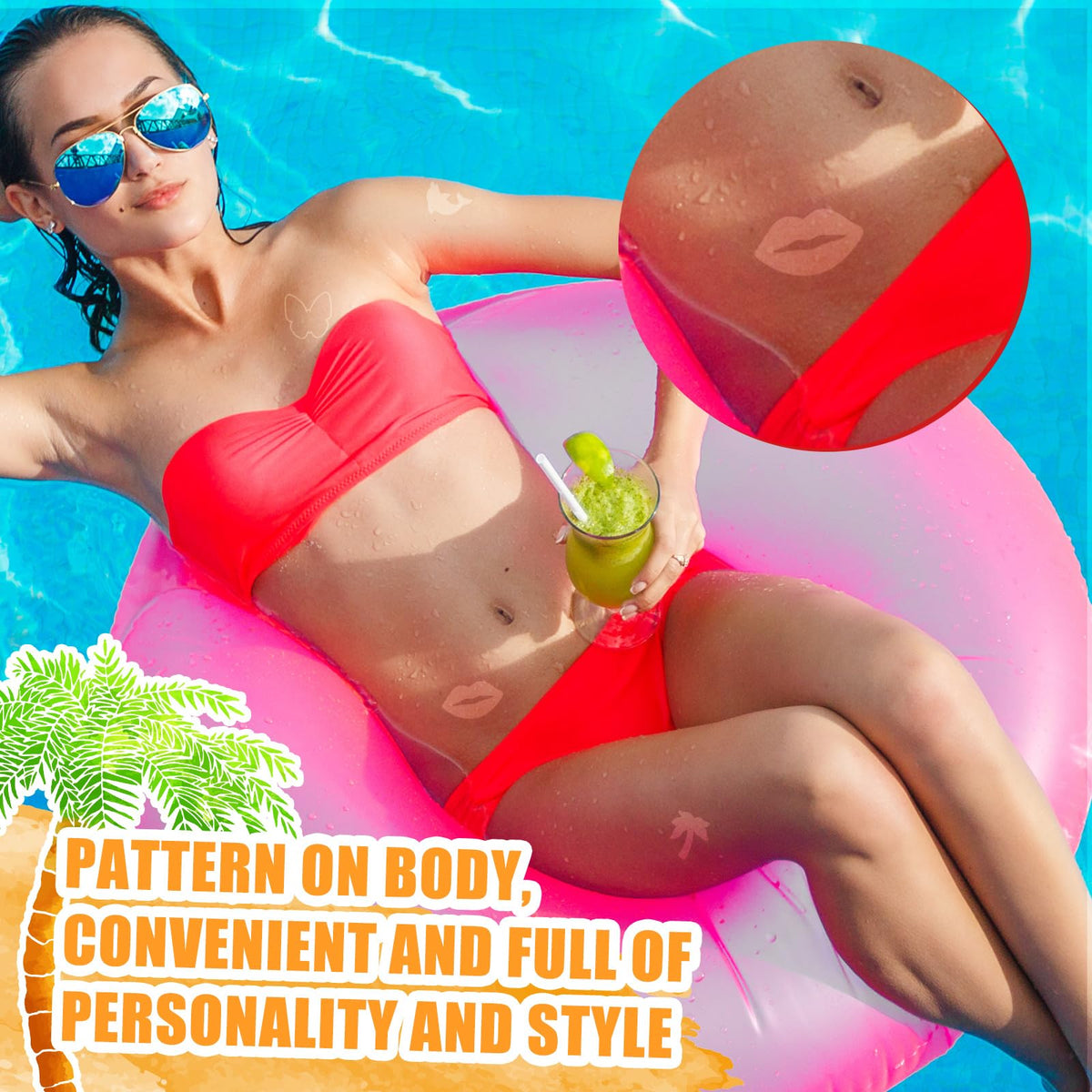 Spakon stickers on a sunbather at the beach showing fun custom tan design