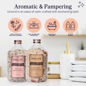 SpaLife bathroom lifestyle scene with lit candles and soak for calm ambiance