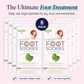 SpaLife opened foot booties showing single-use moisturizing interior for easy use