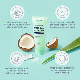 SpaLife with aloe vera leaf detail emphasizing soothing cooling benefit