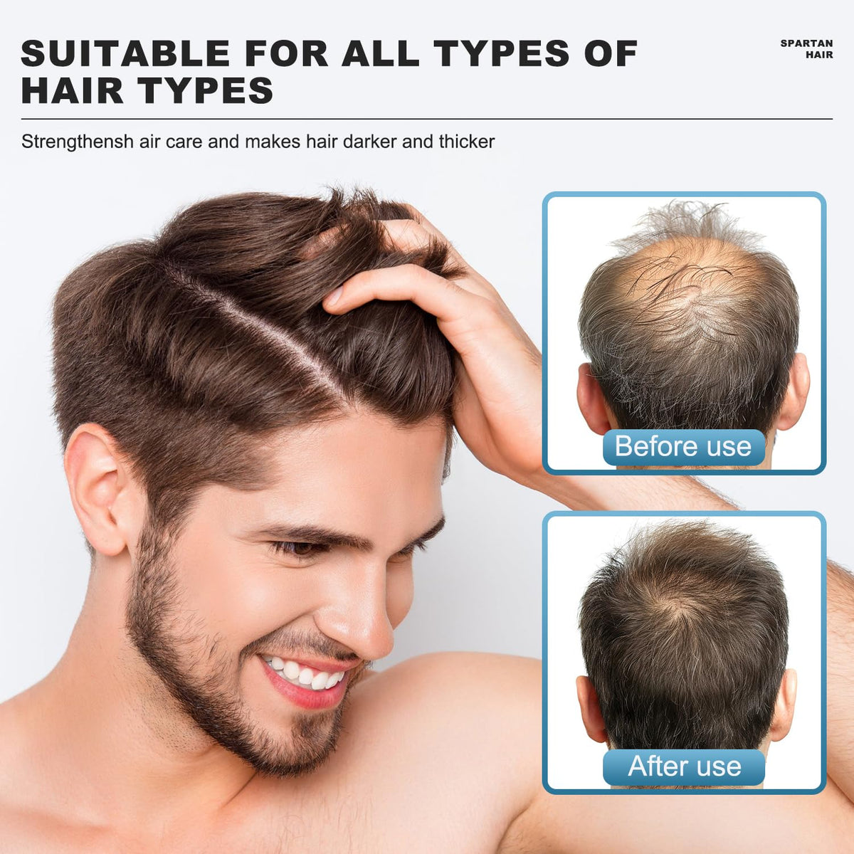 SPARTAN HAIR size comparison before and after visualizing added volume benefit