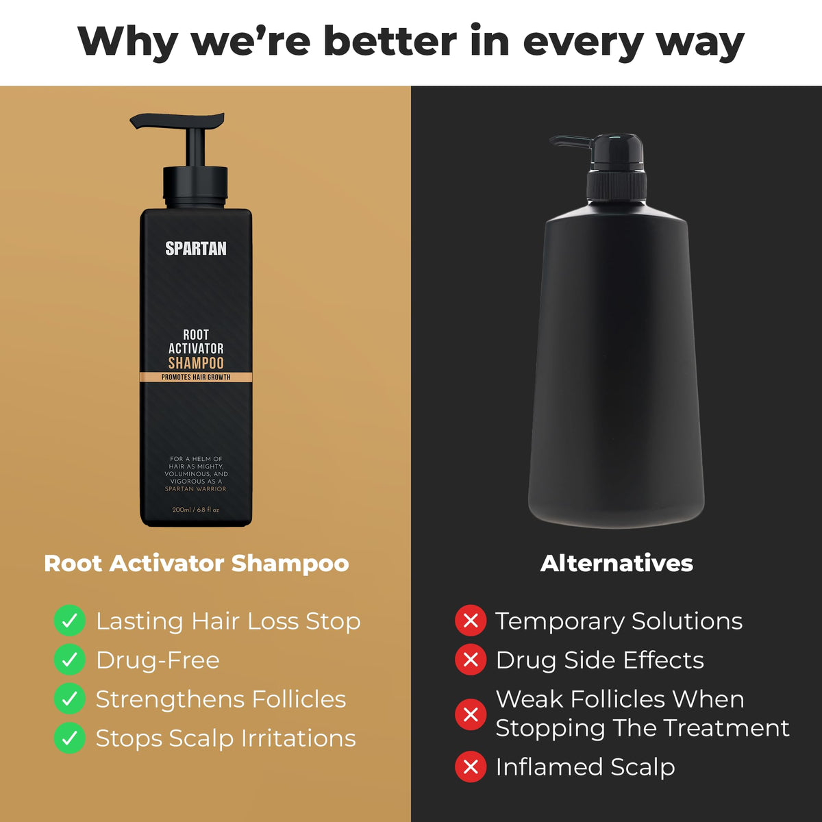 SPARTAN before and after hair showing fuller-looking strands outcome