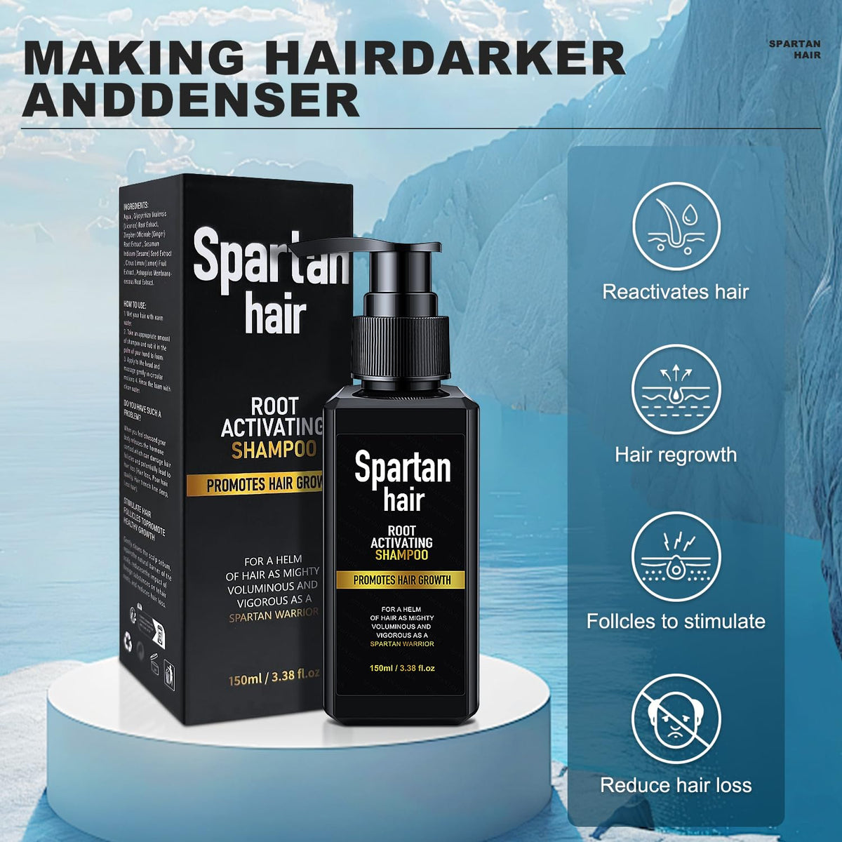 SPARTAN HAIR shampoo pouring texture showing rich but lightweight lather