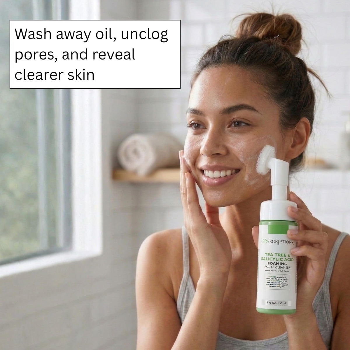 SpaScriptions foaming cleanser texture illustrating effective lather