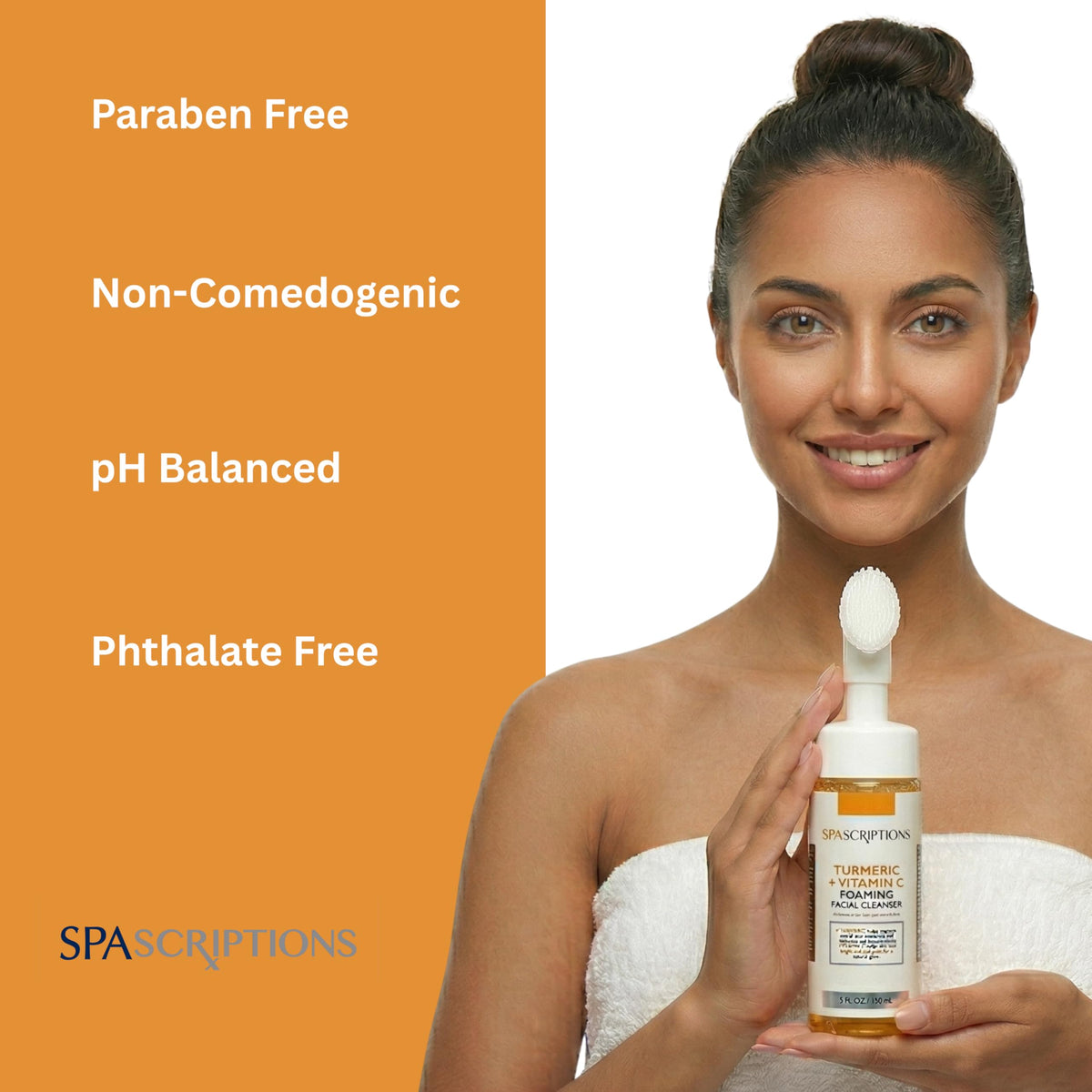 SpaScriptions label close-up listing key ingredients and radiance support