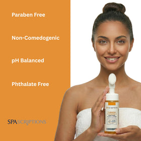 SpaScriptions label close-up listing key ingredients and radiance support