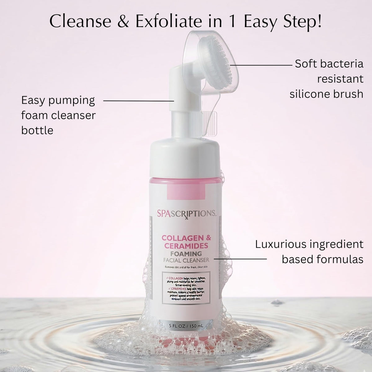 SpaScriptions silicone brush detail highlighting gentle exfoliation