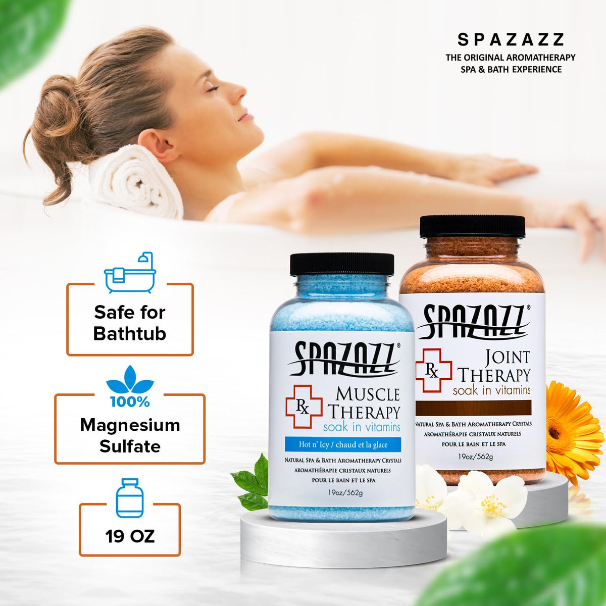 Spazazz jars by hot tub for scale comparison and spa-safe reassurance