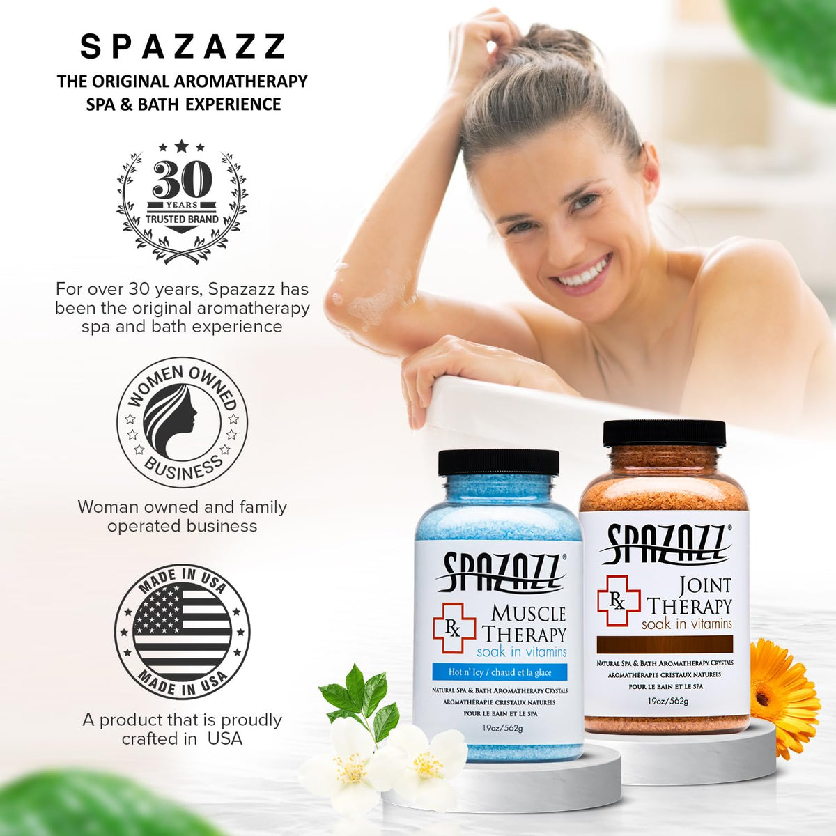 Spazazz measuring cap and spoon demonstrating simple dosing and ease of use
