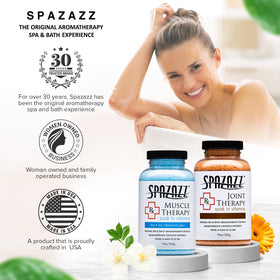 Spazazz measuring cap and spoon demonstrating simple dosing and ease of use