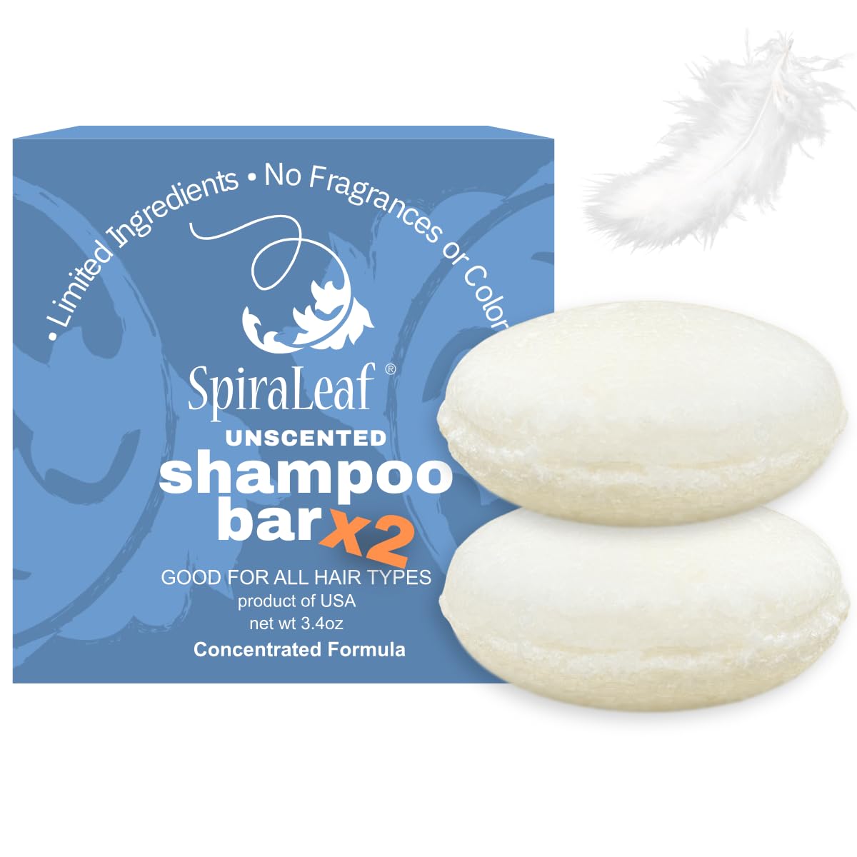 Spiraleaf unscented front packaging shows recyclable box and two bars benefit travel-friendly