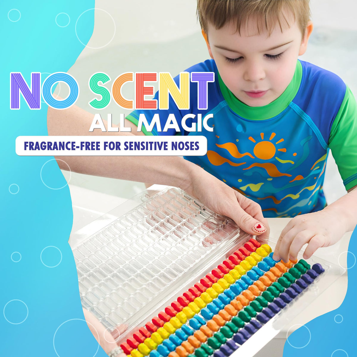 SplashEZ child dropping tablet into tub demonstrating independent fine motor play