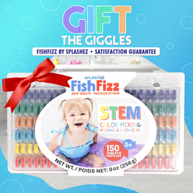 SplashEZ FishFizz tablets arranged as party favors showcasing gift-ready fun