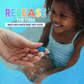 SplashEZ close-up of fish-shaped tablets highlighting texture and kid-safe size
