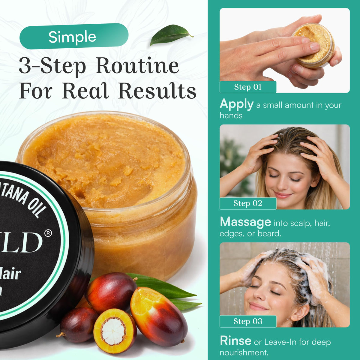 SPOILD batana oil before and after hair showing smoother shinier results benefit reduces frizz