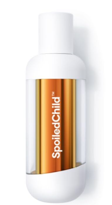 SPOILEDCHILD front packaging shot showing serum bottle and easy-application benefit