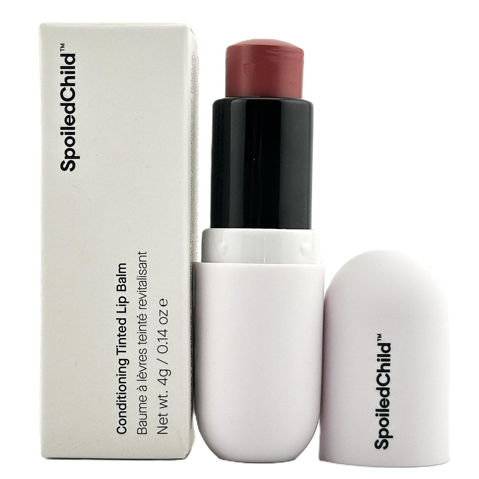 SpoiledChild front packaging showing natural pink balm and clear cap for easy identification